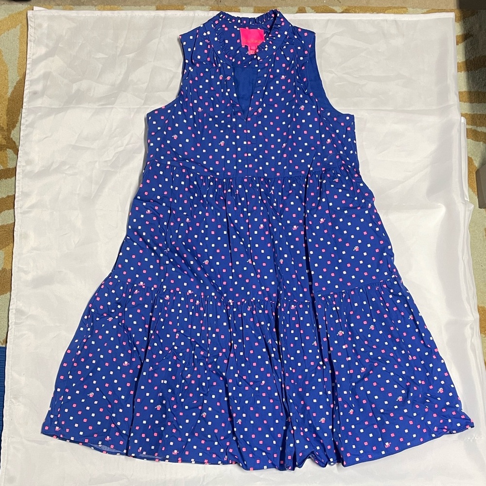 LIKE NEW LILLY PULITZER SMALL Novella Cotton Dress Borealis Blue Lilly Squared